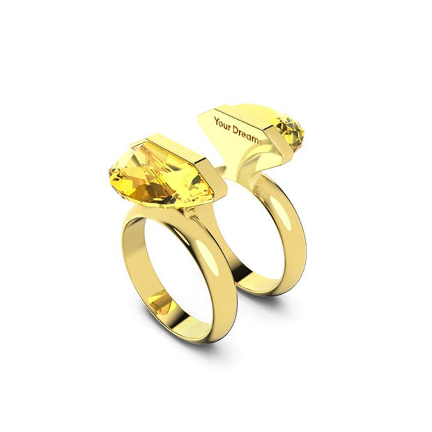 Swarovski Lucent ring, Magnetic closure, Yellow, Gold-tone plated,Specials : American Fashion Style Bags On Sale