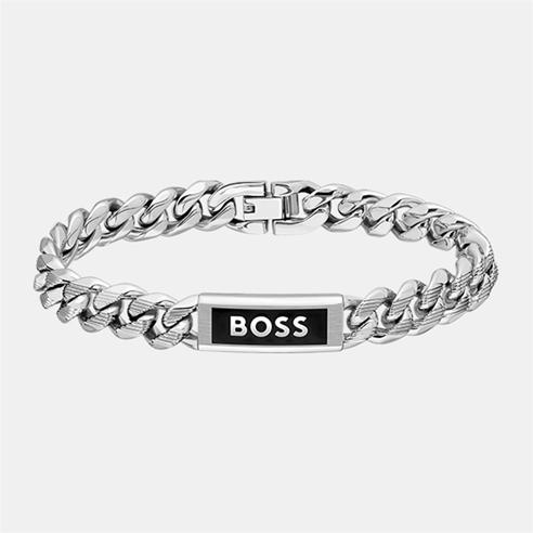 Boss - Gents BOSS Kassy Emblem Stainless Steel Black IP Pendant Bracelet