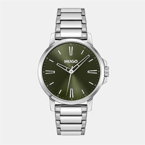 Hugo - Gents HUGO #SMOOTH Stainless Steel Bracelet Watch with Green Dial
