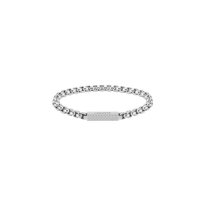 Lacoste Men's Silver Lessentiel Stainless Steel Box Chain Bracelet