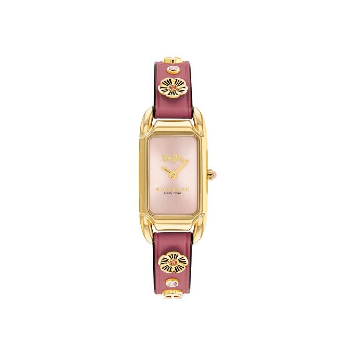 Coach Women's Pink Cadie Ip Gold Tank Watch