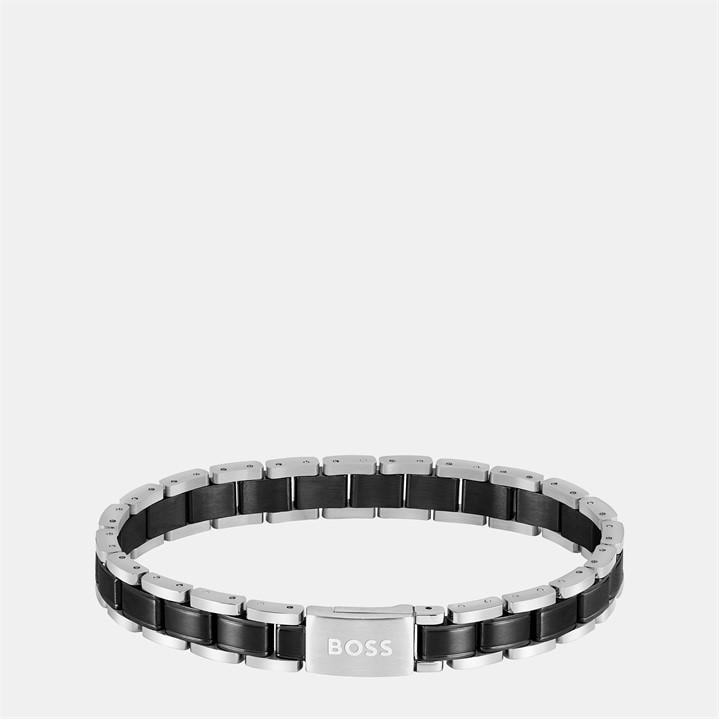 Boss Men's Silver Gents Metal Link Essentials Ss & Black Ip Bracelet