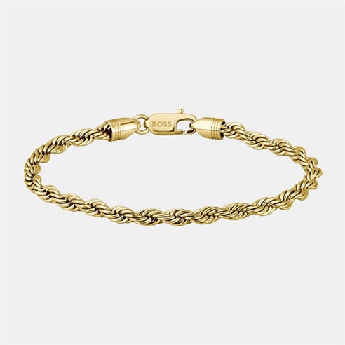 Boss - Gents BOSS Myles Gold IP Rope Chain Bracelet
