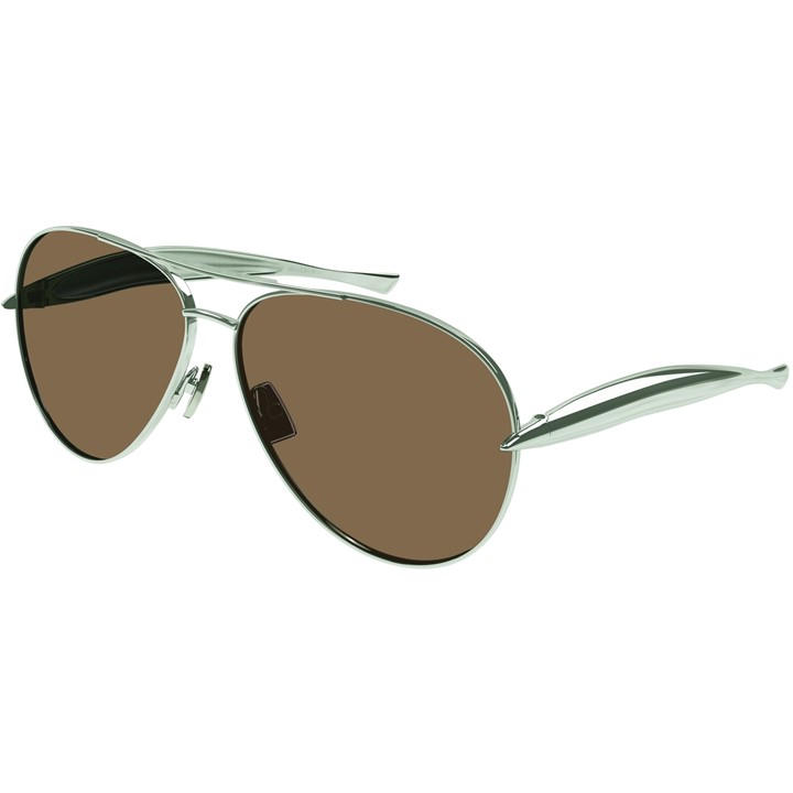 Bottega Veneta Women's Silver Aviator Sunglasses