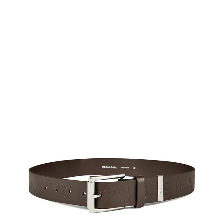 PS Paul Smith Embossed Leather Belt – Brown PS Paul Smith Embossed Leather Belt – Brown