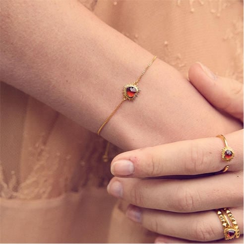 RACHEL JACKSON LONDON - Women's Electric Love Garnet Heart Chain Bracelet