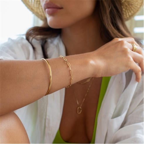D.LOUISE - Women's Stainless Steel Lobster Claw Chain Bracelet