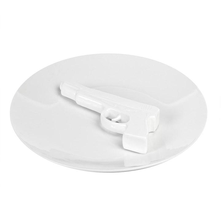 Pols Potten Unisex White Plate With Gun