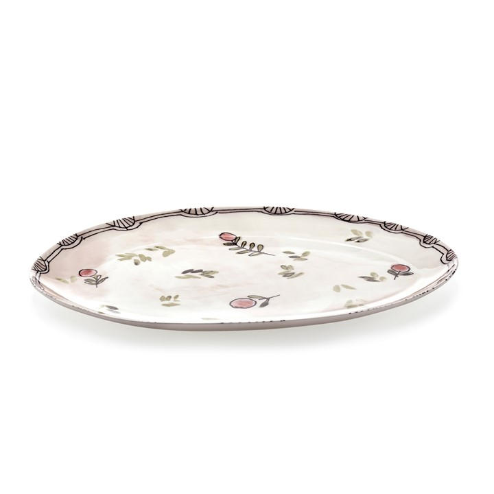 Serax X Marni Unisex Pink Mirtillo Nude Midnight Flowers Oval Plate - Small