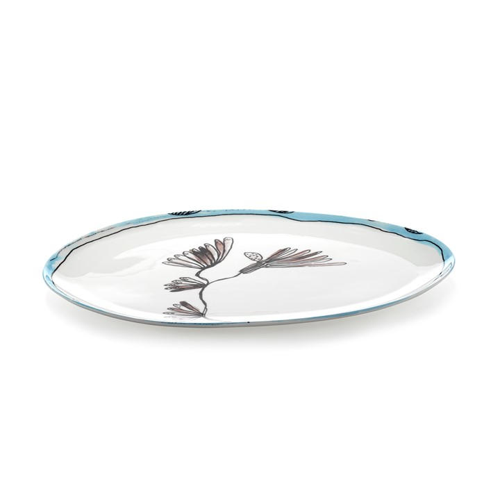 Serax X Marni Unisex White Camelia Aubergine Midnight Flowers Oval Plate - Small