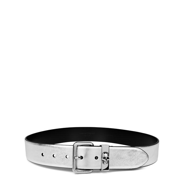 ALEXANDER MCQUEEN Skull Loop Belt – Grey
