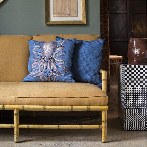 Fornasetti - Polipo Octopus Silk Reversible Cushion - 45x45cm