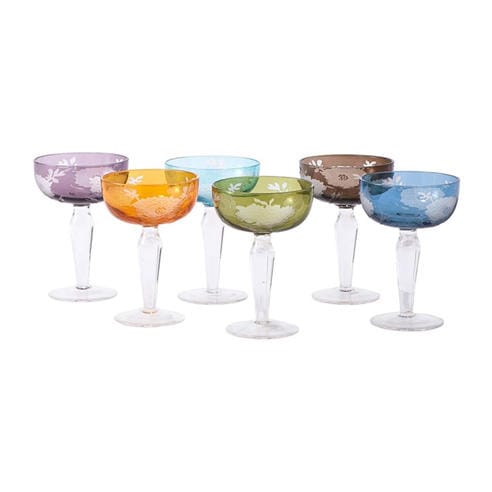 Pols Potten - PolsPotten Peony Multicolour Coupe Glasses