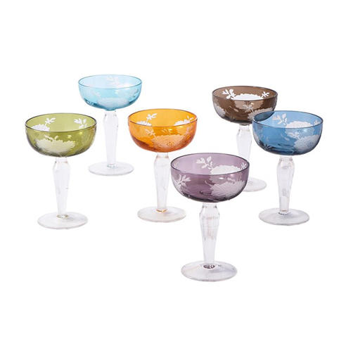 Pols Potten - PolsPotten Peony Multicolour Coupe Glasses