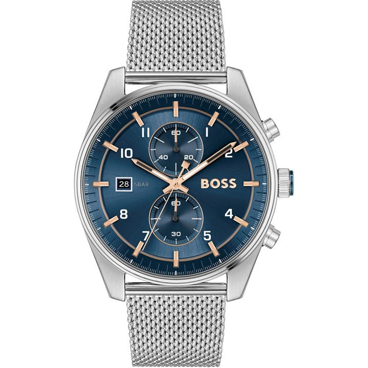 Boss Men's Silver Gents Skytraveller Chronograph Watch