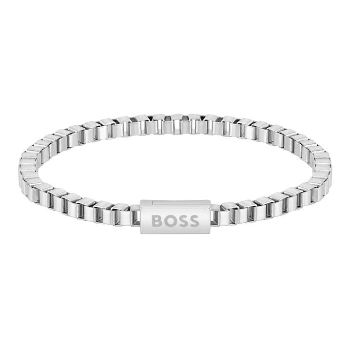 Boss Men's Silver Gents Chain For Him Stainless Steel Bracelet
