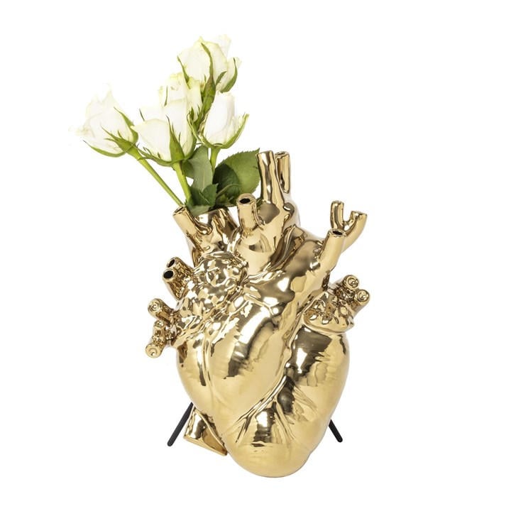 Seletti Unisex Gold Marcantonio Love In Bloom Edition Heart Vase