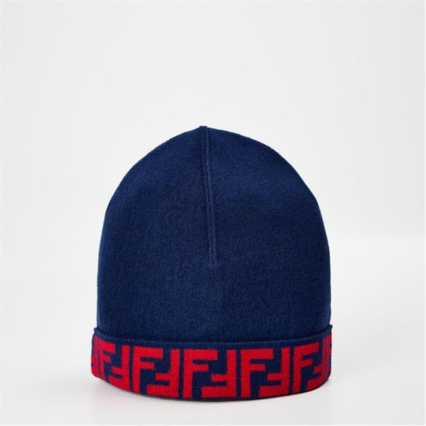 Gry/Red F0WZA - FENDI - Kids' Knitted Beanie