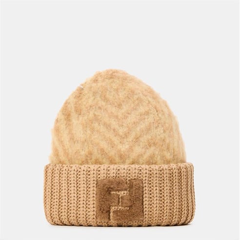 FENDI - Brown Chevron alpaca hat