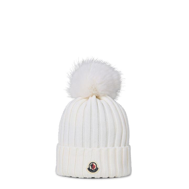 Moncler Women's White Pom Pom Bobble Hat