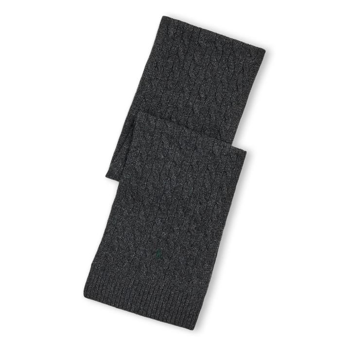 Polo Ralph Lauren Men's Grey Cable Knit Wool Blend Scarf