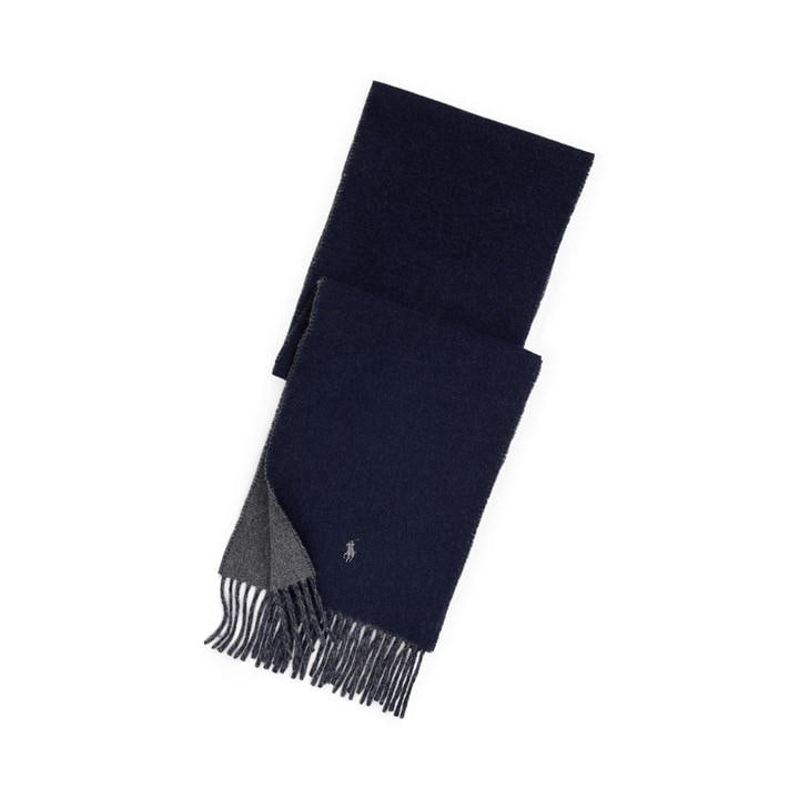 Polo Ralph Lauren  Grey Reversible Wool Blend Scarf