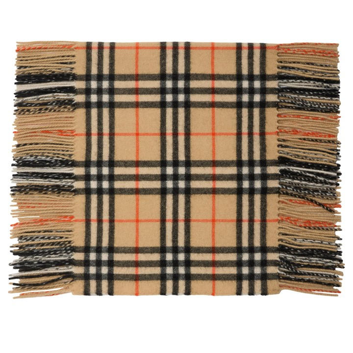 Burberry Women's Beige Check Cashmere Happy Scarf