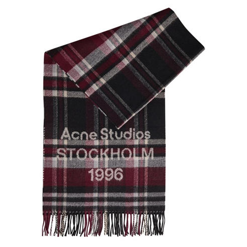 Acne Studios - Unisex Check Logo Wool Midweight Scarf