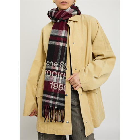 Acne Studios - Unisex Check Logo Wool Midweight Scarf
