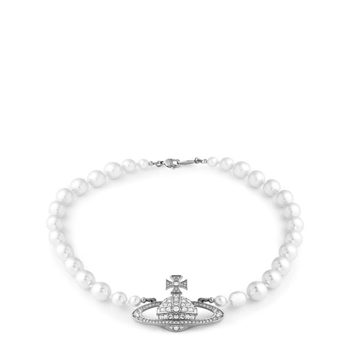 Vivienne Westwood Women's Silver One Row Pearl Bas Relief Choker Necklace