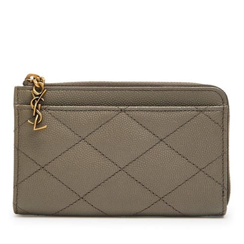 Saint Laurent - Women's Quilted Leather Zip Card Holder