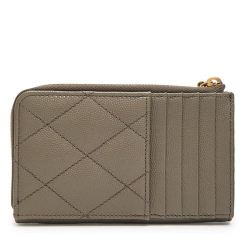 Saint Laurent - Women's Quilted Leather Zip Card Holder