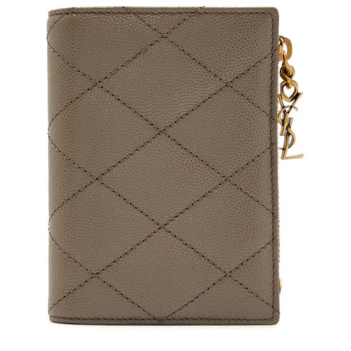 Saint Laurent - Women's Quilted Leather Zip Card Holder