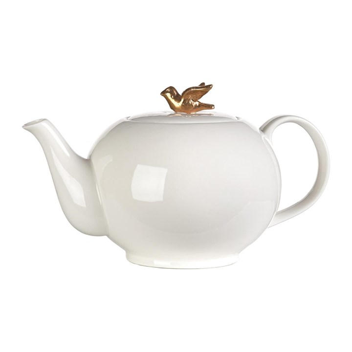 Pols Potten Unisex White Freedom Bird Teapot