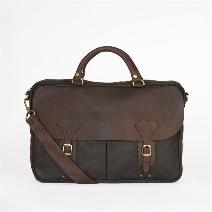 Barbour Men's Brown Wax Leather Briefcase