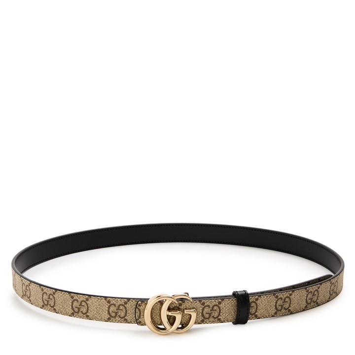 Gucci Women's Jacquard Leather Marmont Reversible Belt - Size 80