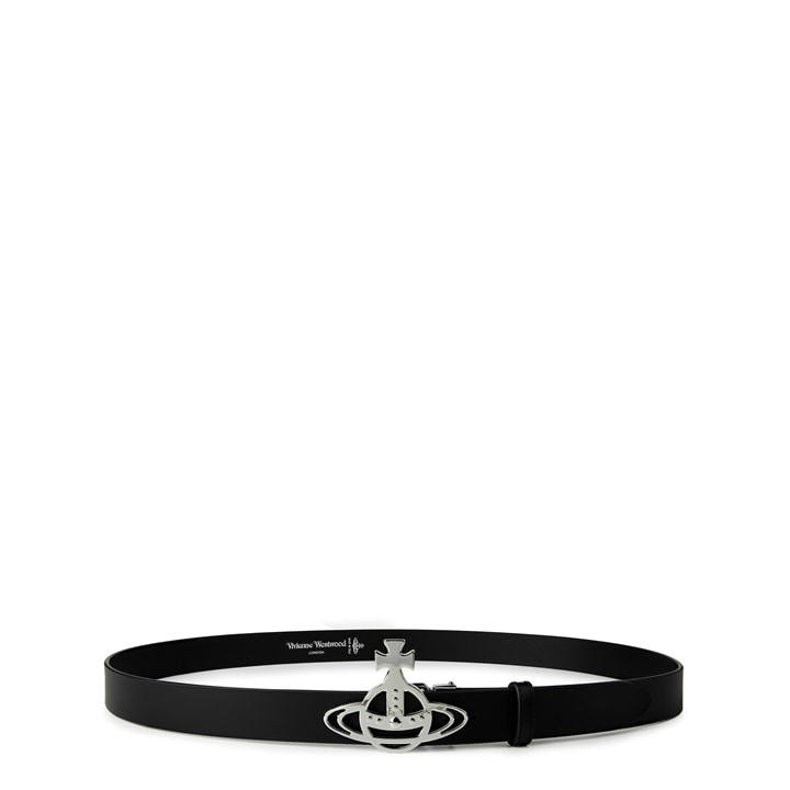 Vivienne Westwood Women's Black Small Line Orb Leather Buckle Belt