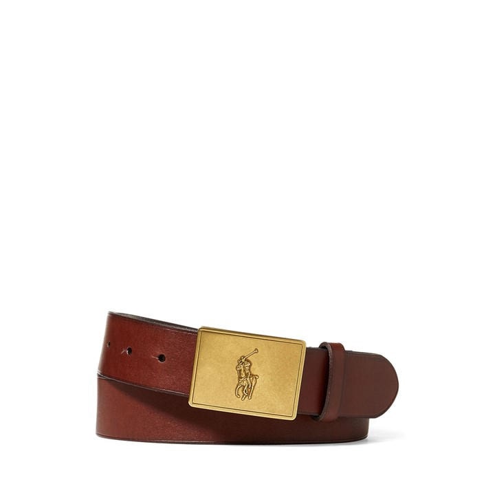 Polo Ralph Lauren Men's Brown Plaque Leather Belt - XL