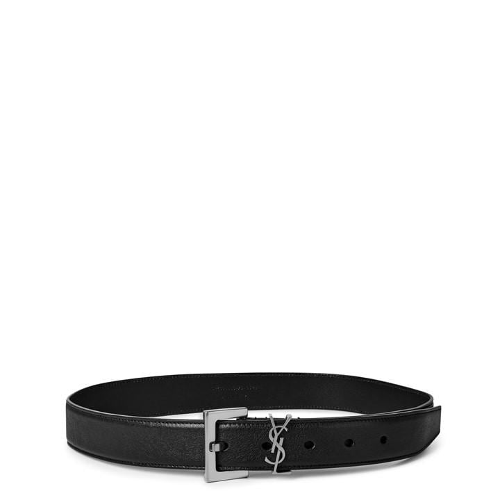 Saint Laurent Men's Black Cassandre Belt - M