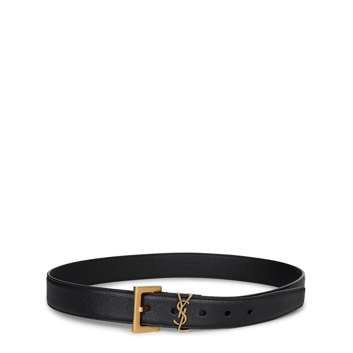 Saint Laurent Women's Black Smooth Cassandre Belt - Size 95
