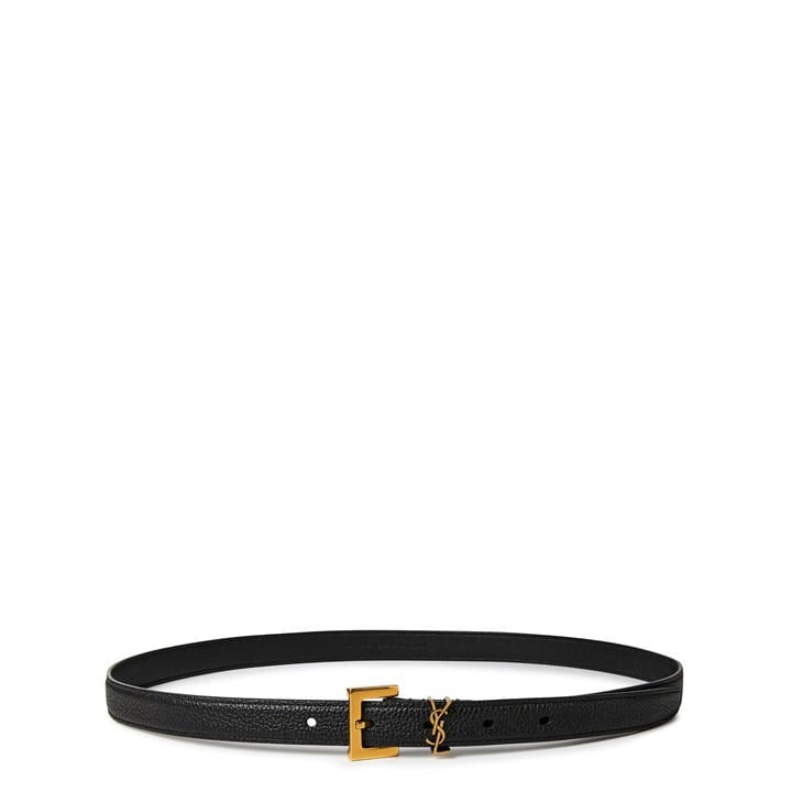 Saint Laurent Men's Black Thin Cassandre Belt - M