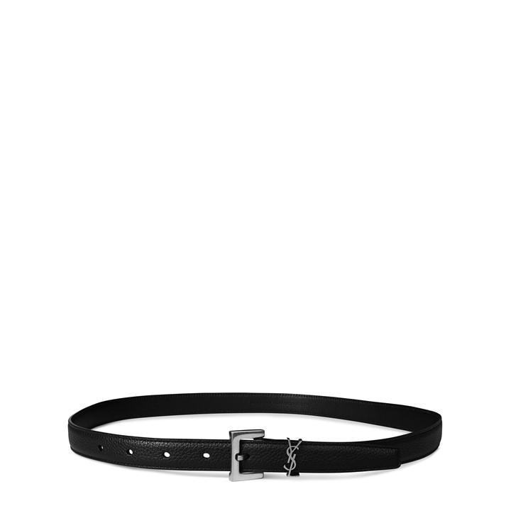 Saint Laurent Men's Black Thin Cassandre Belt - M