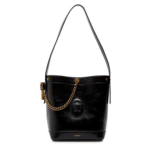 Versace - CHAIN LEATHER SMALL BUCKET BAG