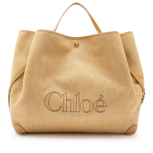 Chloe - Women's Clover Raffia Medium Tote Bag