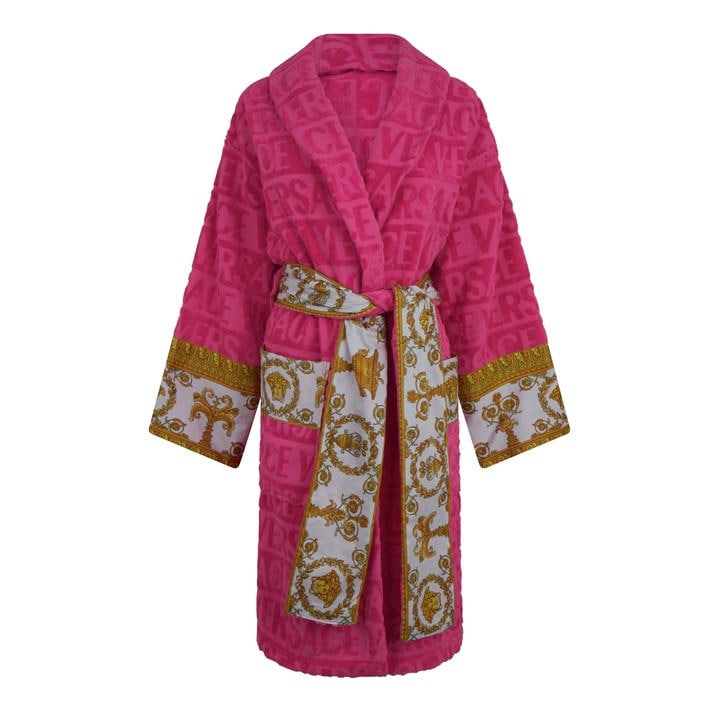 Versace Home Unisex Pink Baroque Bathrobe Extra Large