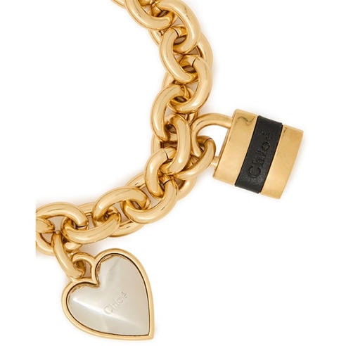 Chloe - Women's Heart Lock Gold Charm Bracelet