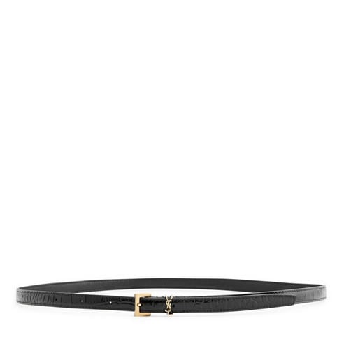 Saint Laurent - Women's Crocodile Embossed Leather Belt