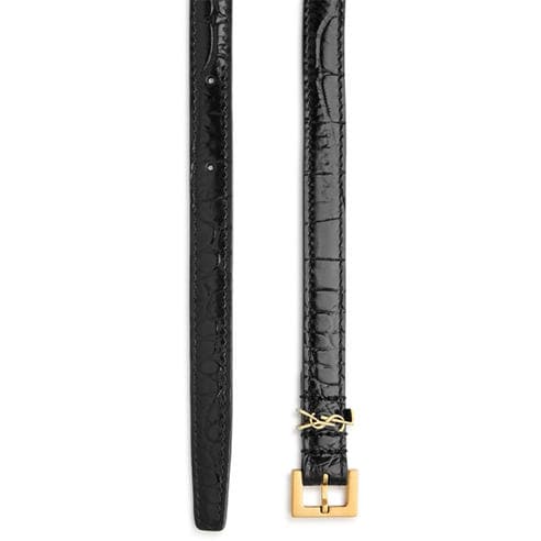 Saint Laurent - Women's Crocodile Embossed Leather Belt