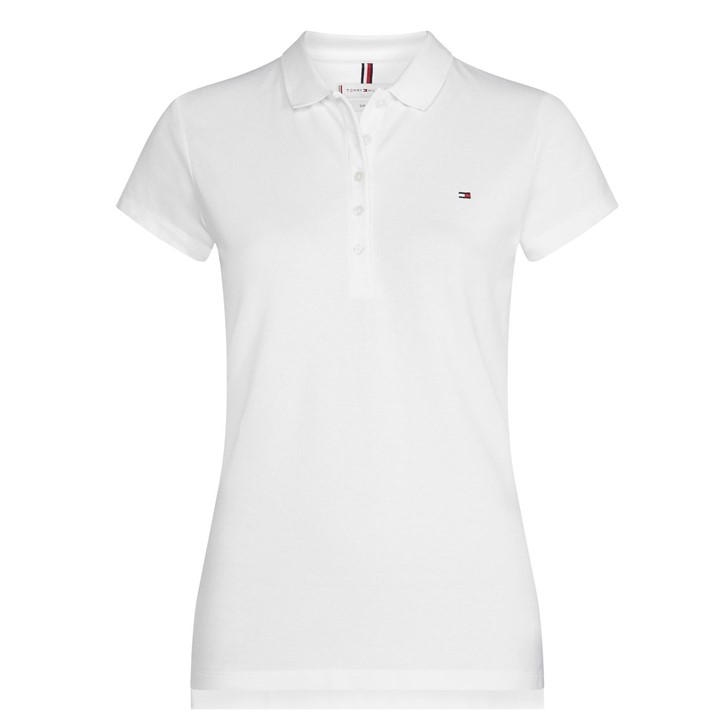 Tommy Hilfiger Women's White Heritage Short Sleeve Slim Fit Polo Shirt Size 14
