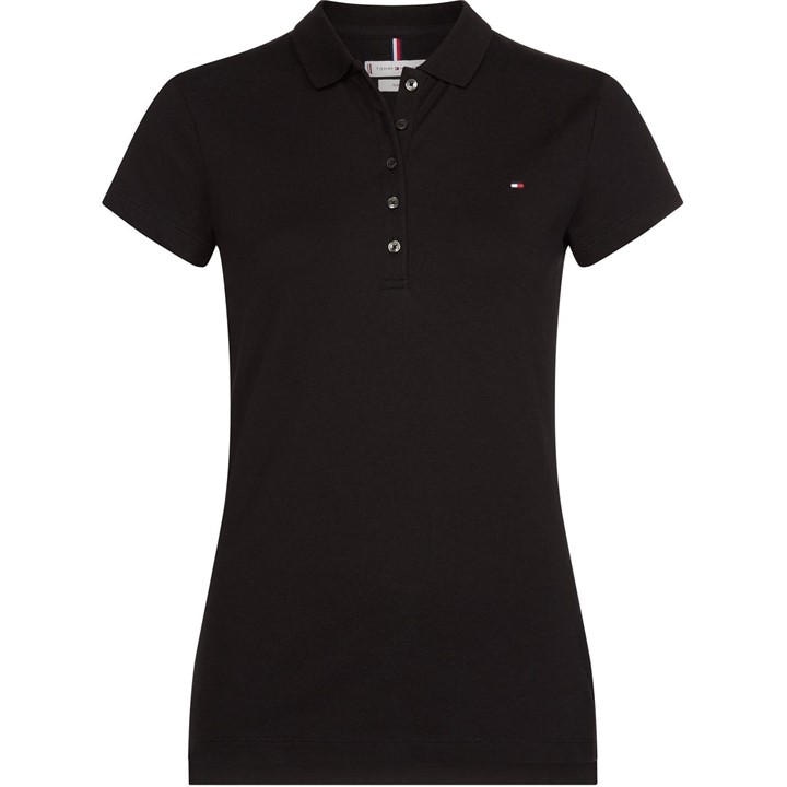 Tommy Hilfiger Women's Black Heritage Short Sleeve Slim Fit Polo Shirt Size 8